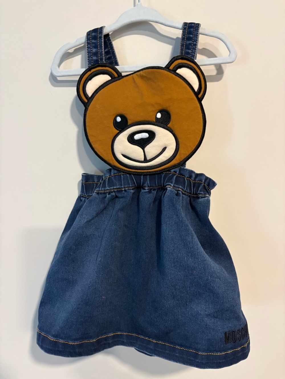 Moschino Baby Girl Bear Appliqué Dungaree Dress size 2